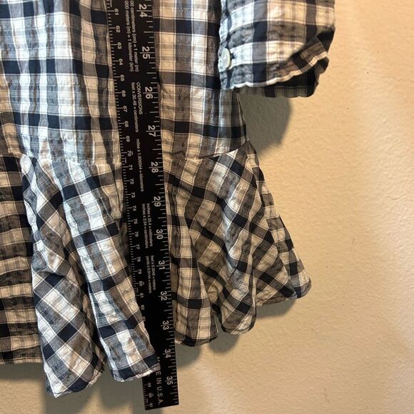 VERONICA BEARD ladies BLUE WHITE SHERRY shirt DRESS small gingham plaid ruffle - Picture 8 of 16